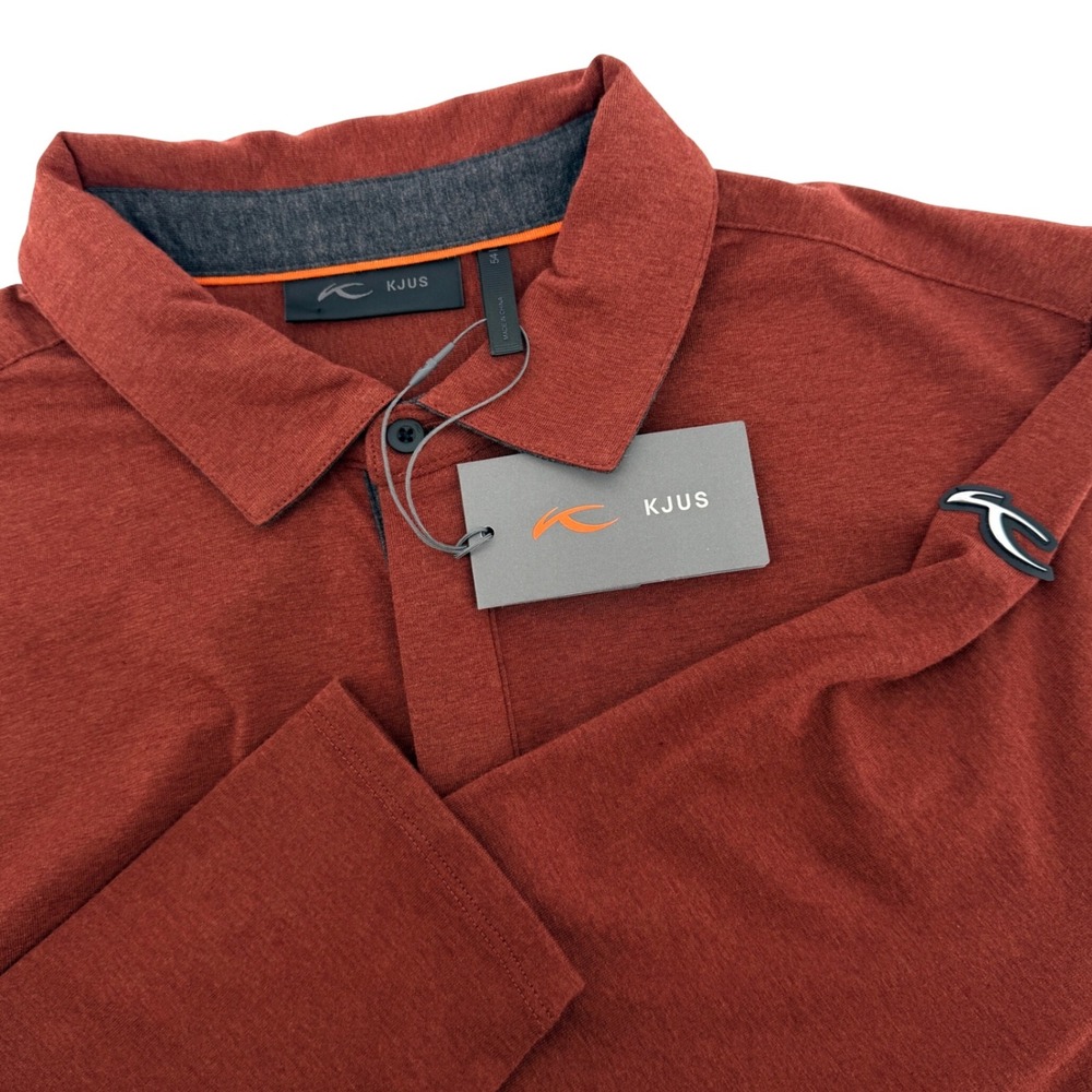 NEW KJUS Inverness Polo Mens 54 Rust Long Sleeve Cashmere Blend Golf Stretch